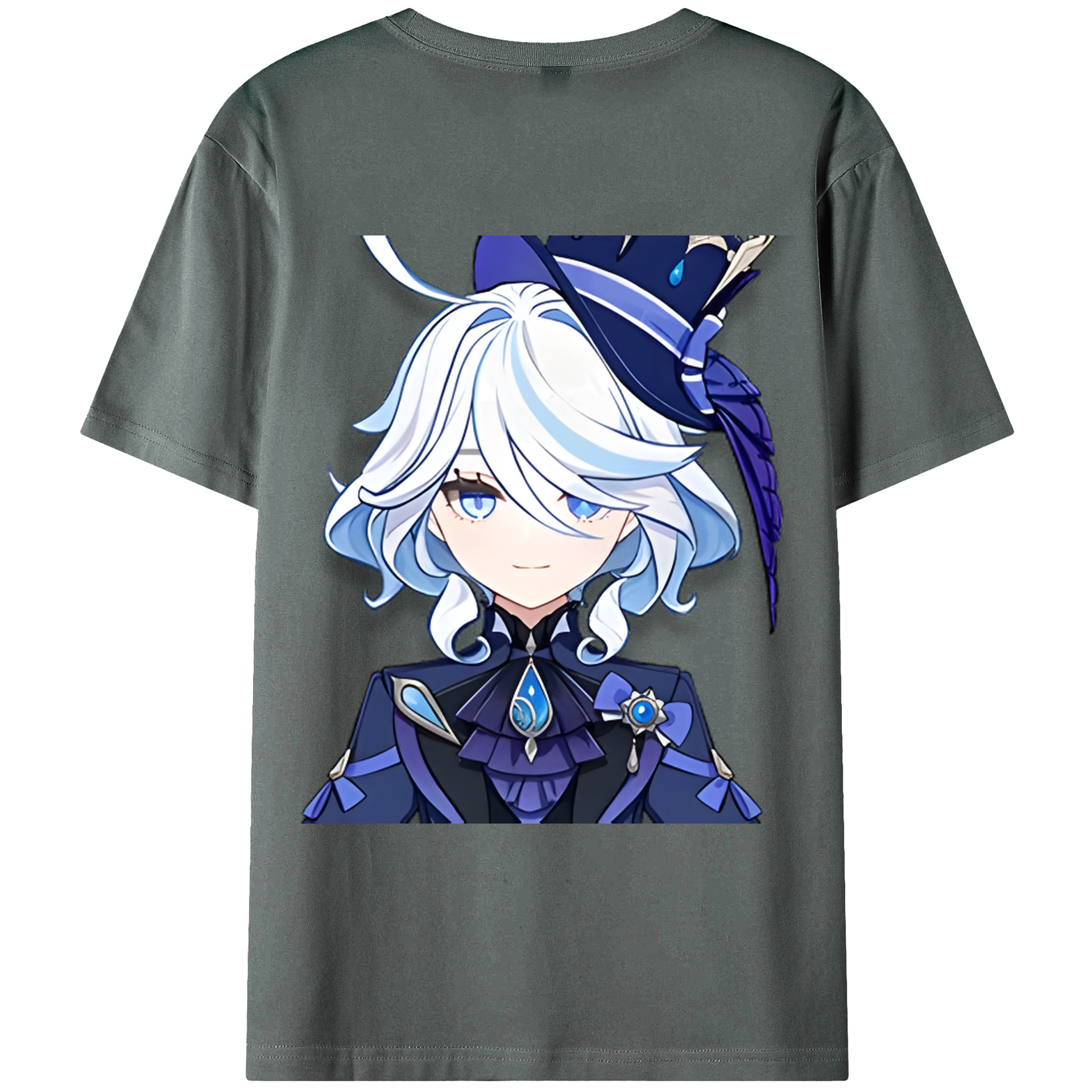 げんし神 フリーナ genshin Furina 綿100％ メンズ半袖Tシャツ（バックプリント） 通気性